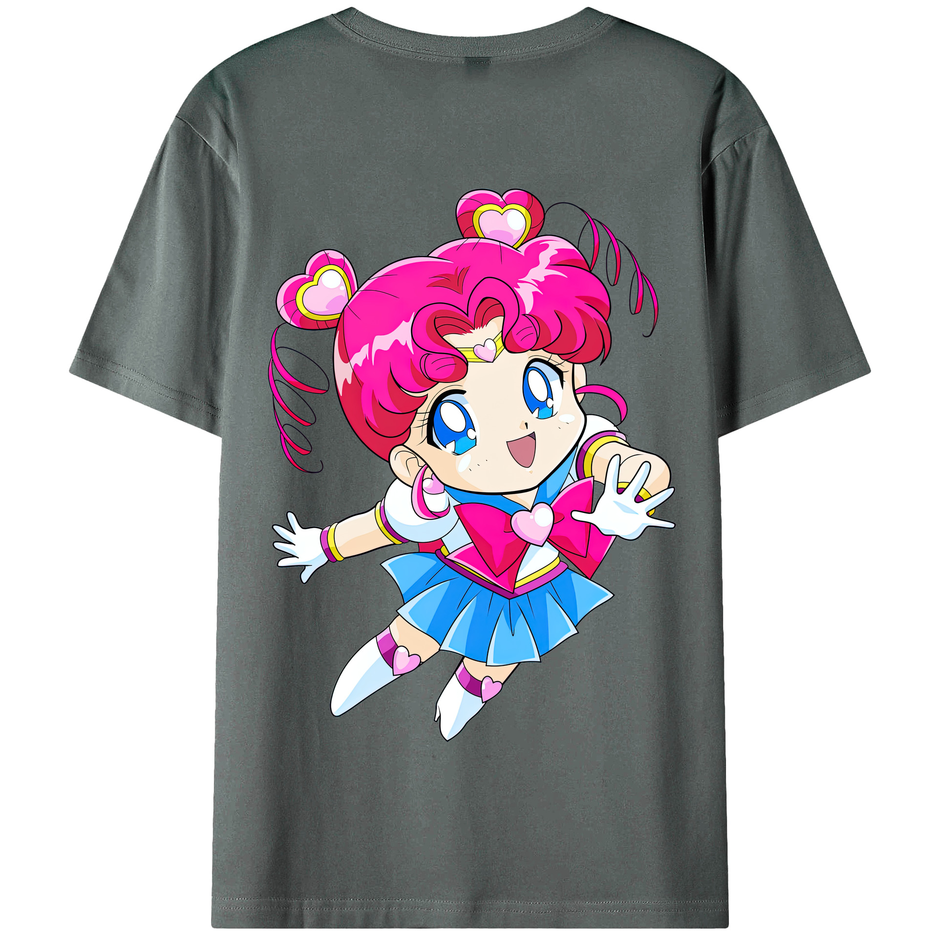 （画像用） 美少女戦士セーラームーン ちびうさ Sailor Moon Chibiusa Tsukino Usagi Small Lady Serenity 綿100％半袖Tシャツ（背面プリント）